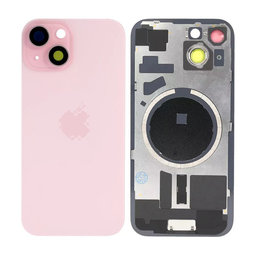 Apple iPhone 15 - Hátsó üveg + Kamera lencse + Fémlemez + Magsafe mágnes (Pink)