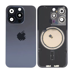 Apple iPhone 15 Pro - Hátsó üveg + Kamera lencse + Fémlemez + Magsafe mágnes (Blue Titanium)