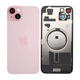 Apple iPhone 15 Plus - Hátsó üveg + Kamera lencse + Fémlemez + Magsafe mágnes (Pink)