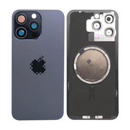 Apple iPhone 15 Pro Max - Hátsó üveg + Kamera lencse + Fémlemez + Magsafe mágnes (Blue Titanium)