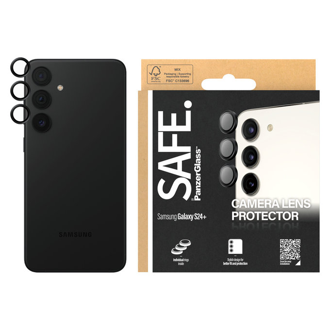 Kameralencse-védő Samsung Galaxy S24+ készülékhez, Fekete, SAFE by PanzerGlass