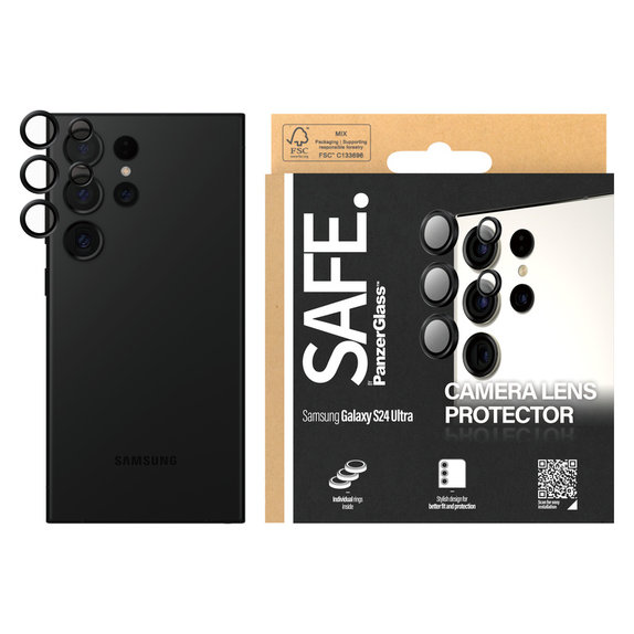 Kameralencse-védő Samsung Galaxy S24 Ultra készülékhez, Fekete, SAFE by PanzerGlass