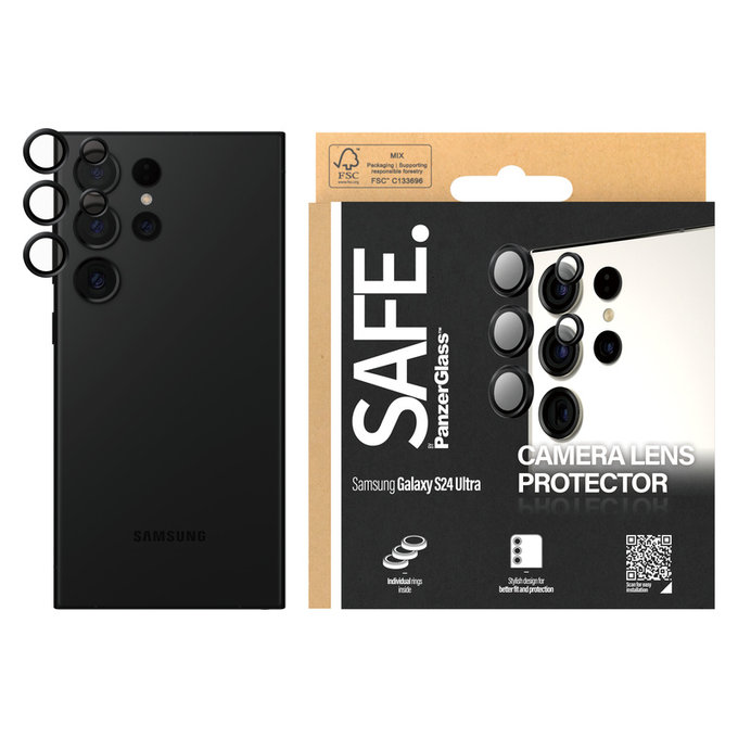 Kameralencse-védő Samsung Galaxy S24 Ultra készülékhez, Fekete, SAFE by PanzerGlass