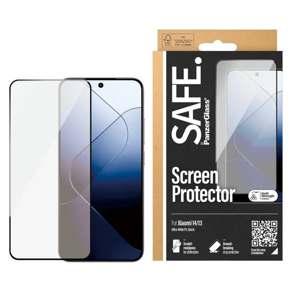 Edzett üveg UWF Xiaomi 14/13 készülékhez, Fekete, SAFE by PanzerGlass