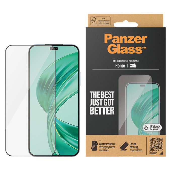 Edzett üveg UWF Honor 90 Smart készülékhez, Fekete, PanzerGlass