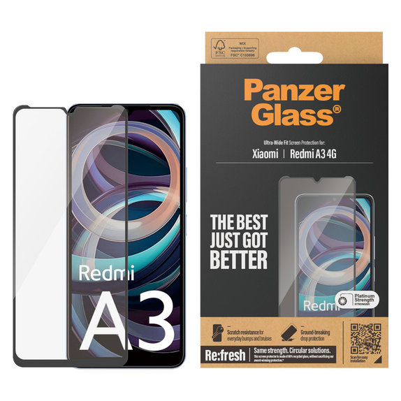 Edzett üveg UWF AB Xiaomi Redmi A3 készülékhez, Čierne, PanzerGlass