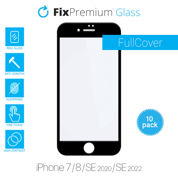 FixPremium FullCover Glass - Edzett üveg - iPhone 7, 8, SE 2020 és SE 2022 (10 Pack)