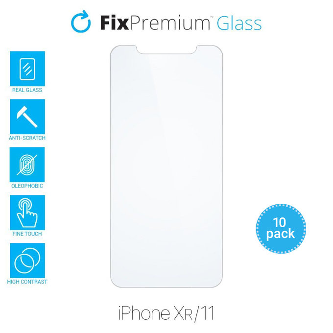 FixPremium Glass - Edzett üveg - iPhone XR és 11 (10 Pack)