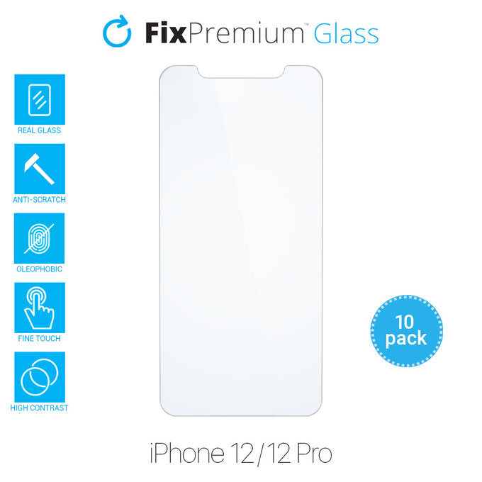 FixPremium Glass - Edzett üveg - iPhone 12 és 12 Pro (10 Pack)