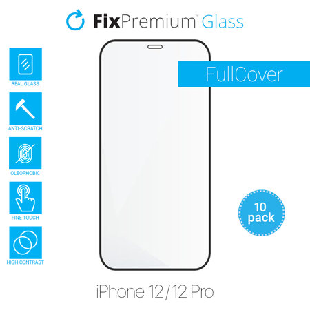 FixPremium FullCover Glass - Edzett üveg - iPhone 12 és 12 Pro (10 Pack)