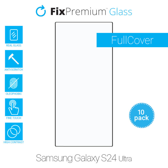 FixPremium FullCover Glass - Edzett üveg - Samsung Galaxy S24 Ultra (10 Pack)