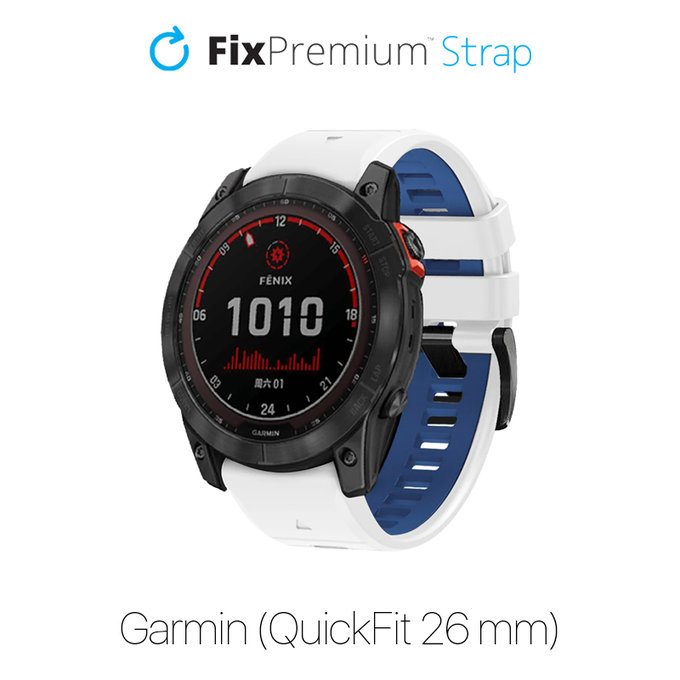 FixPremium - Két színű szilikonszíj Garminhoz (QuickFit 26mm), fehér