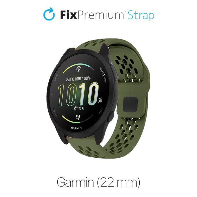 FixPremium - Univerzális szilikonszíj Garminhoz (22mm), zöld
