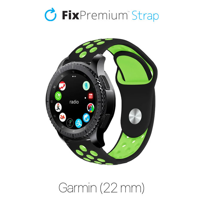 FixPremium - Szilikon sport szíj Garminhoz (22mm), fekete
