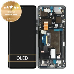 Motorola Edge 50 Ultra - LCD Kijelző + Érintőüveg + Keret (Forest Grey) - 5D68C24483 Genuine Service Pack
