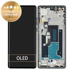Motorola Edge 50 Fusion - LCD Kijelző + Érintőüveg + Keret (Forest Blue) - 5D68C24633 Genuine Service Pack