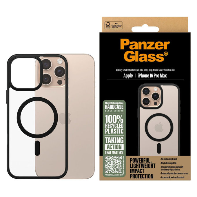 Tok HardCase MagSafe-fel - iPhone 16 Pro Max, fekete, PanzerGlass
