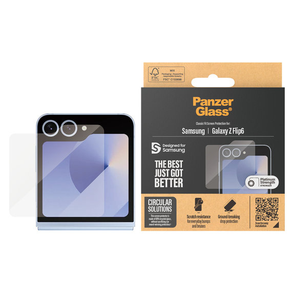 Edzett üveg Classic Fit Samsung Galaxy Z Flip6 készülékhez, Átlátszó, PanzerGlass