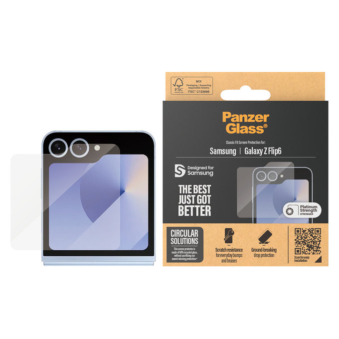 Edzett üveg Classic Fit Samsung Galaxy Z Flip6 készülékhez, Átlátszó, PanzerGlass