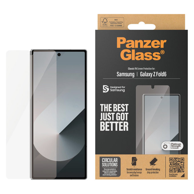Edzett üveg Classic Fit Samsung Galaxy Z Fold6 készülékhez, Átlátszó, PanzerGlass