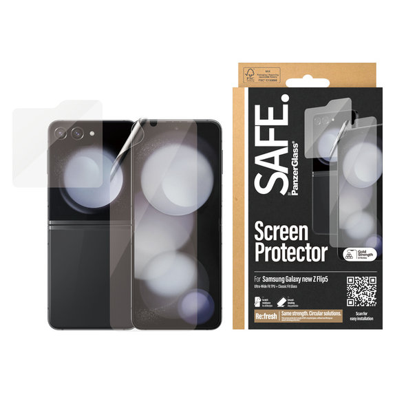 Védőfólia UWF és edzett üveg Samsung Galaxy Z Flip6 készülékhez, Átlátszó, SAFE by PanzerGlass