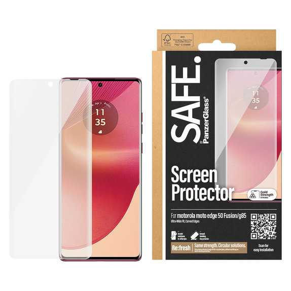 Edzett üveg UWF Motorola Moto G85 5G/Edge 50 Fusion készülékhez, Fekete, SAFE by PanzerGlass