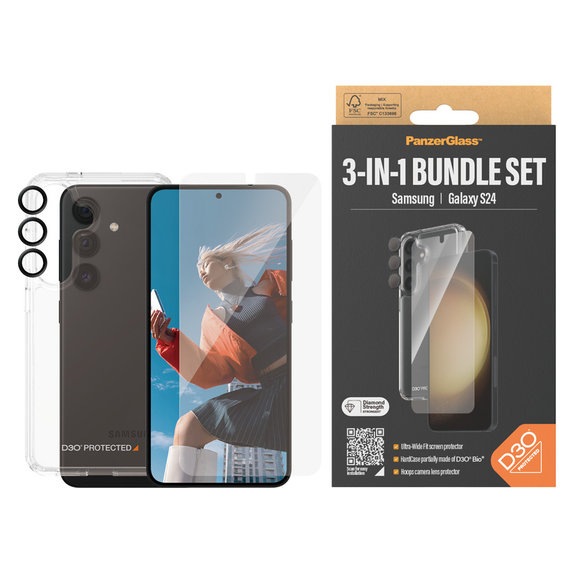 Bundle Hoops + Edzett üveg UWF + Hard Case D3O Samsung Galaxy S24 készülékhez, PanzerGlass