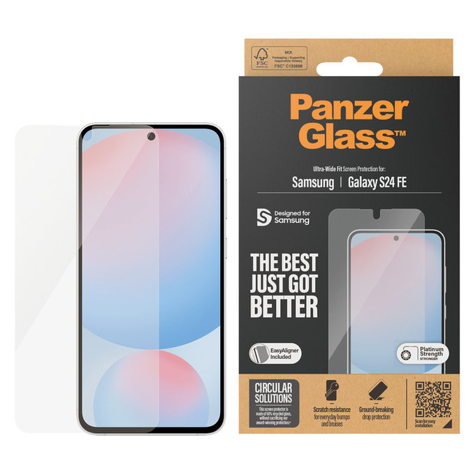 Edzett üveg UWF applikátorral Samsung Galaxy S24 FE készülékhez, Átlátszó, PanzerGlass