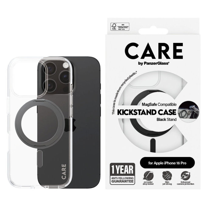 Kickstand tok MagSafe támogatással iPhone 16 Pro készülékhez, Fekete, CARE
