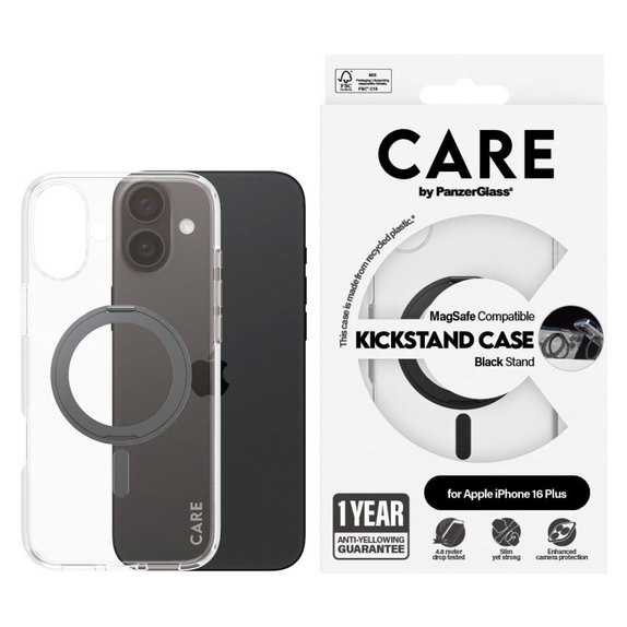 Kickstand tok MagSafe támogatással iPhone 16 Plus készülékhez, Fekete, CARE