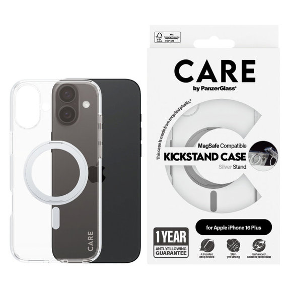 Kickstand tok MagSafe támogatással iPhone 16 Plus készülékhez, Ezüst, CARE
