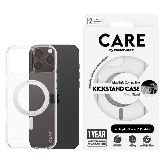 Kickstand tok MagSafe támogatással iPhone 16 Pro Max készülékhez, Ezüst, CARE