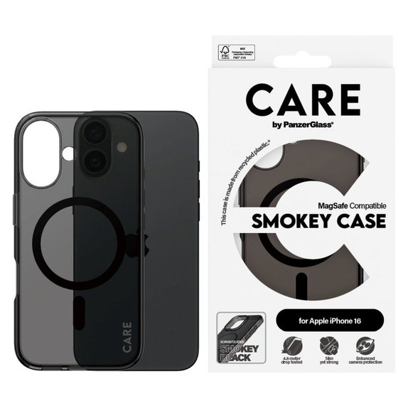 Smokey tok MagSafe támogatással iPhone 16 készülékhez, Fekete, CARE