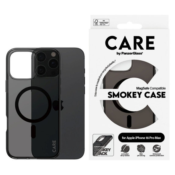 Smokey tok MagSafe támogatással iPhone 16 Pro Max készülékhez, Fekete, CARE
