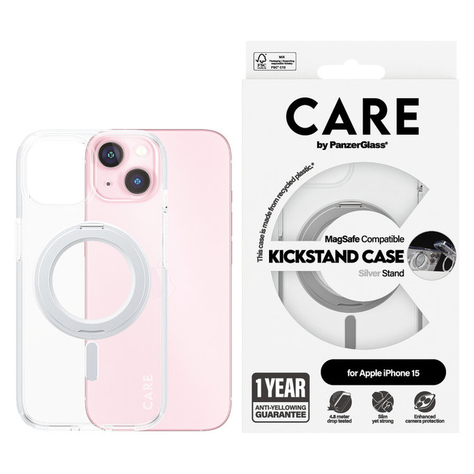 Tok Kickstand MagSAFE by PanzerGlass-fel iPhone 15 készülékhez, Ezüst, PanzerGlass