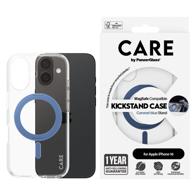 Kickstand tok MagSafe támogatással iPhone 16 készülékhez, Kék, CARE