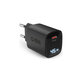 Utazási adapter LCD USB-C, GaN, 45 W PD, fekete, SBS
