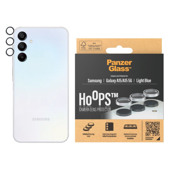 Hoops Kameralencse-védő Samsung A15/A15 5G készülékhez, Világoskék, PanzerGlass