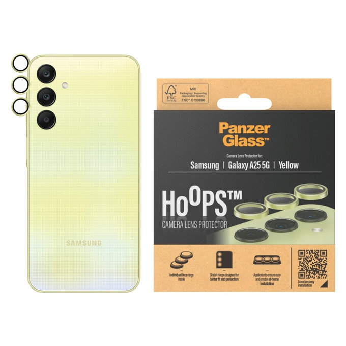 Hoops Kameralencse-védő Samsung A25 5G készülékhez, Sárga, PanzerGlass
