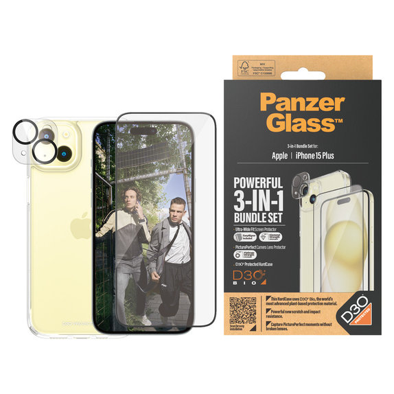 Bundle PicturePerfect + Edzett üveg UWF + Hard Case D3O iPhone 15 Plus készülékhez, PanzerGlass