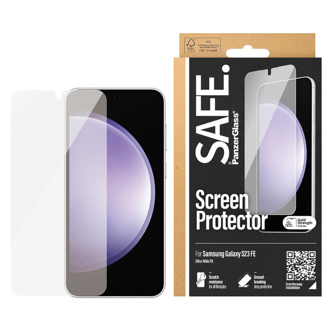 Edzett üveg UWF Samsung Galaxy S23 FE készülékhez, Fekete, SAFE by PanzerGlass