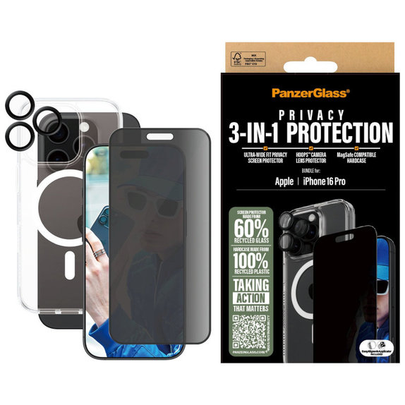 Bundle Hoops + UWF edzett üveg + Hard Case iPhone 16 Pro készülékhez, PanzerGlass