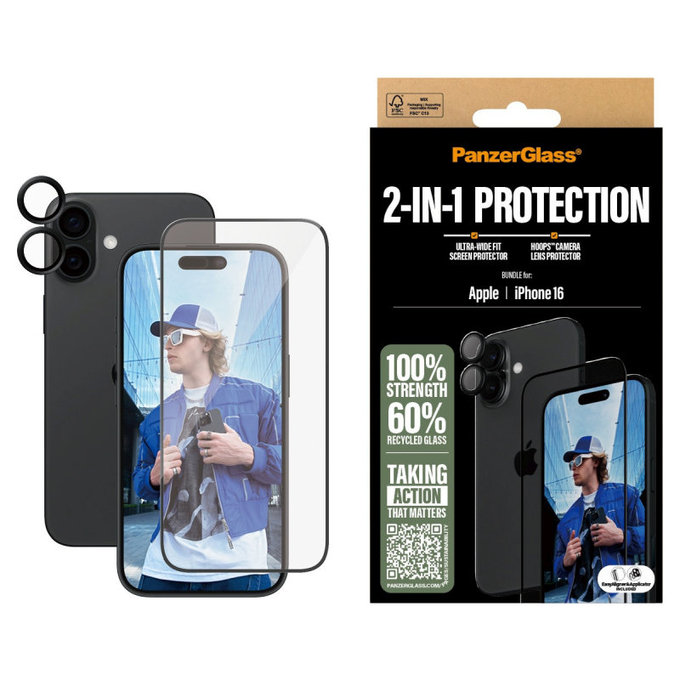 Bundle Hoops + UWF edzett üveg iPhone 16 készülékhez, PanzerGlass