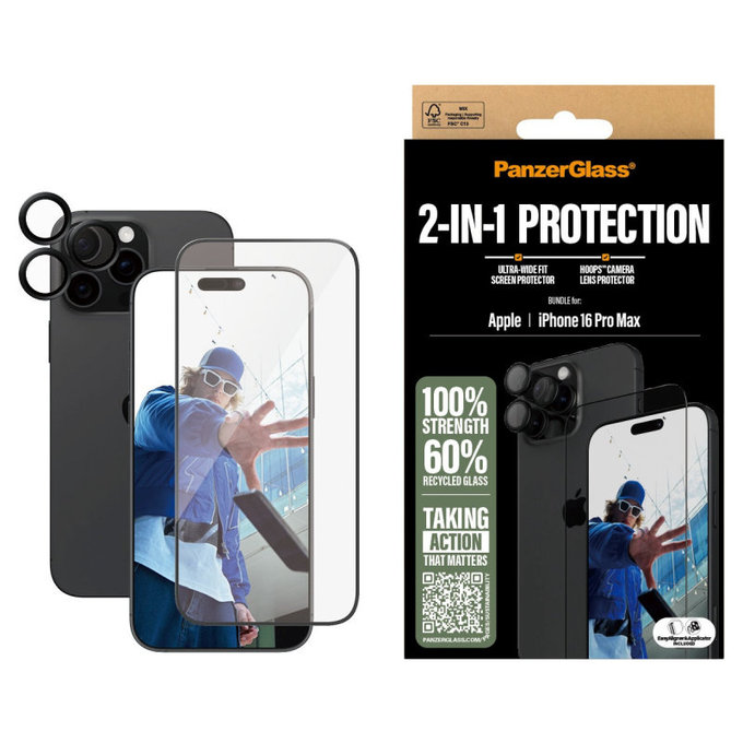 Bundle Hoops + UWF edzett üveg iPhone 16 Pro Max készülékhez, PanzerGlass