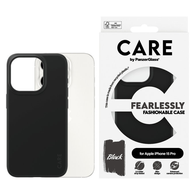 Tok Fearlessly iPhone 15 Pro készülékhez, Fekete, PanzerGlass