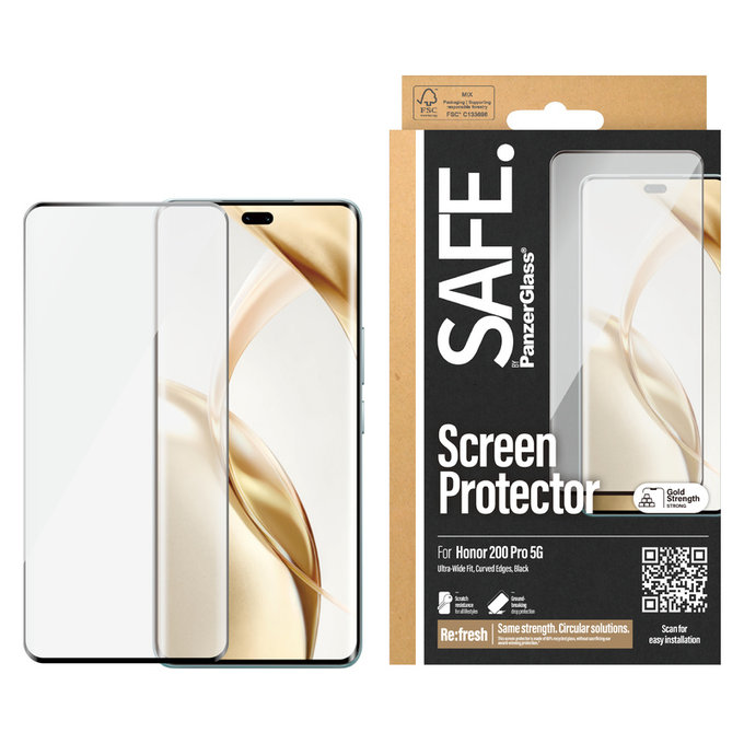 Edzett üveg UWF Honor 200 Pro készülékhez, Fekete, SAFE by PanzerGlass