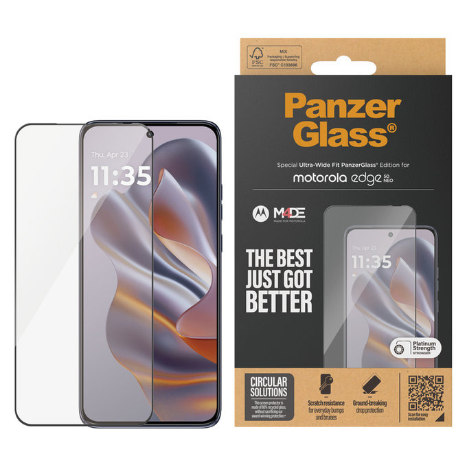 Edzett üveg UWF Motorola Edge 50 Neo készülékhez, Fekete, PanzerGlass