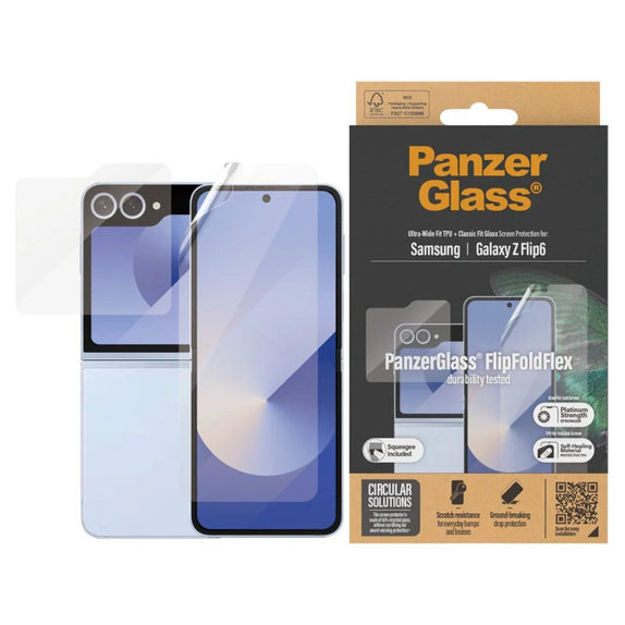 UWF védőfólia és edzett üveg Samsung Z Flip6 készülékhez, Átlátszó, PanzerGlass