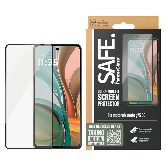 Edzett üveg UWF Motorola Moto G75 5G készülékhez, Fekete, SAFE by PanzerGlass