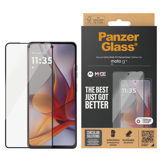 Edzett üveg UWF Motorola Moto G75 5G készülékhez, Fekete, PanzerGlass